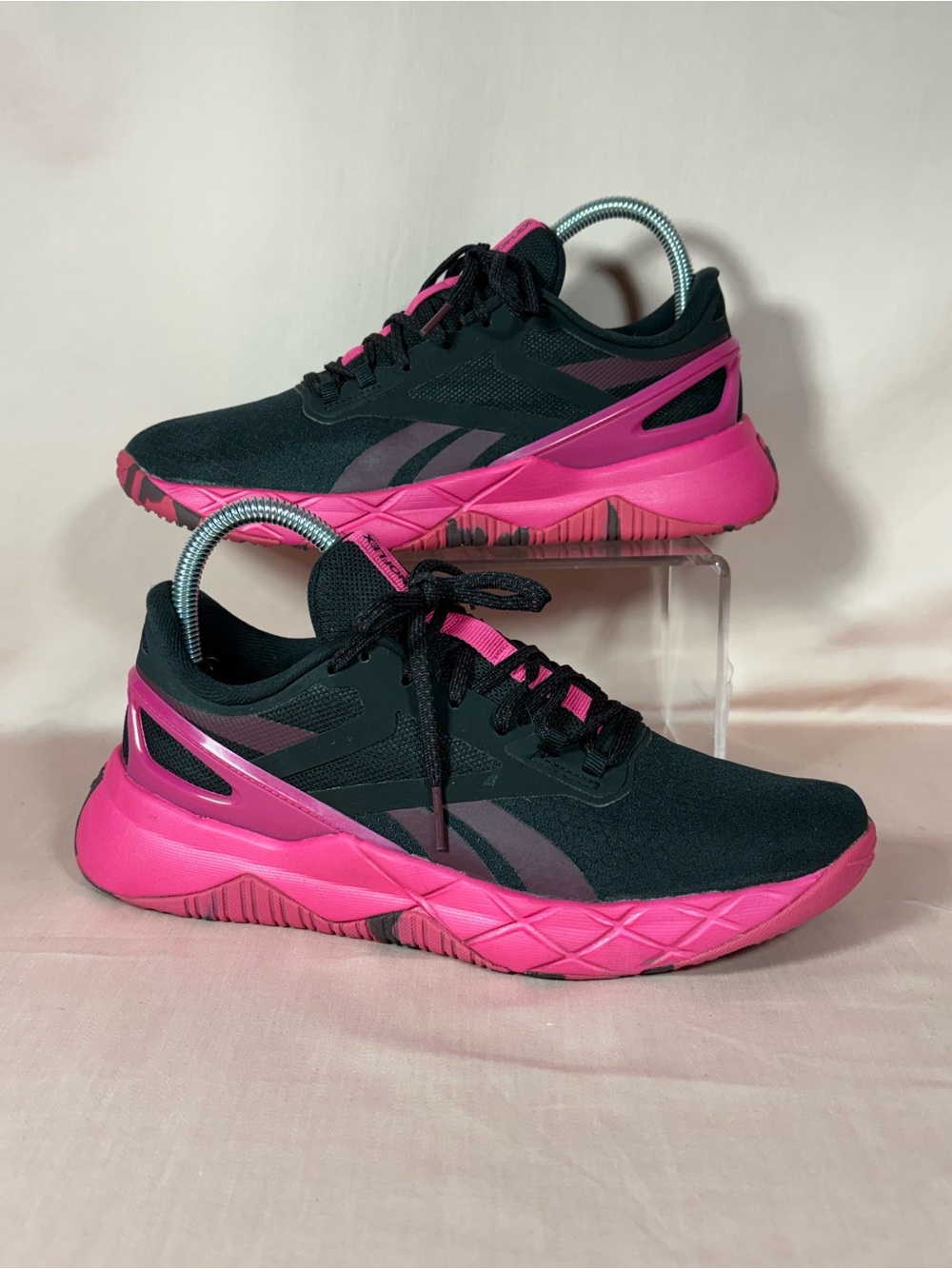 Reebok Nanoflex Women's Cross Trainer's Core Black/Pursuit Pink/Maroon Size 7.5
